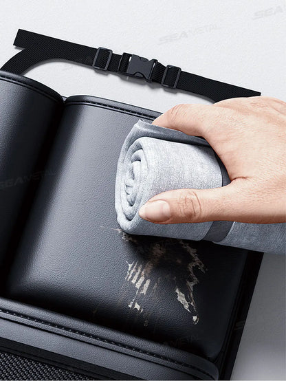 SEAMETAL Leatherette Car Trunk Organizer Large Capacity Seat Back Storage Bag with 4 Pockets Multifunction Use for Car Trunk SUV