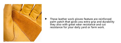 Men's HydraHyde Leather Winter Work Gloves | Water-Resistant | Insulated Cow Leather Work Glove Soft Cowhide Welding Security Protection Gloves Workers Mechanic Driver Hunting Driving Farm Garden Glove