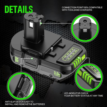 18V 3Ah For RYOBI P108 18V Battery Lithium-Ion Power Tools Ryobi P108 P107 P105 P104 P103 P102 Battery Tool Replacement