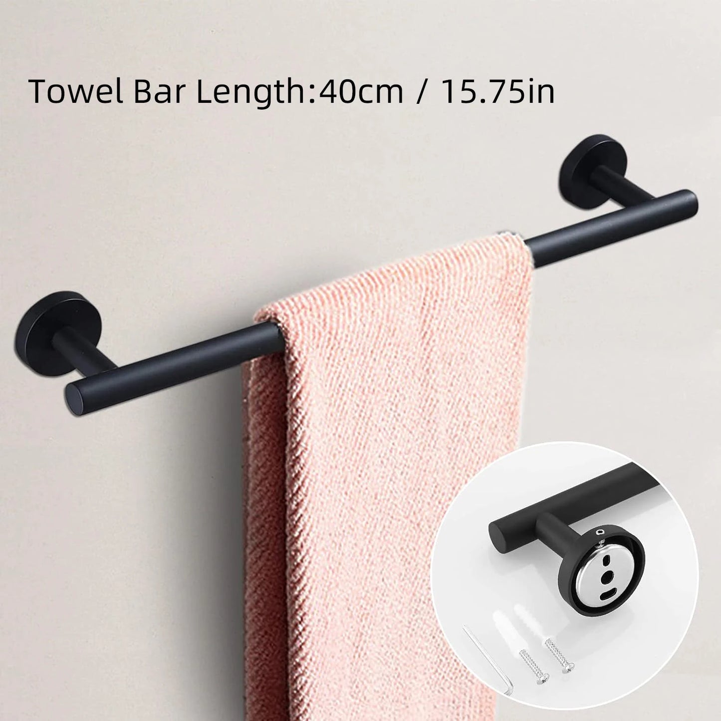 10pcs Bathroom Hardware Set, Including 16" Hand Towel Bars, Toilet Paper Holders, Towel Rings, Robe Towel Hooks