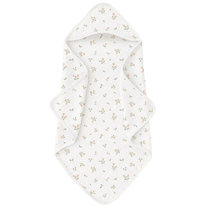 Baby Muslin Hooded Bath Towels and Washcloths Muslin Cotton Hooded Baby Towels Absorbent Blankets for Gift Newborn Infant Shower