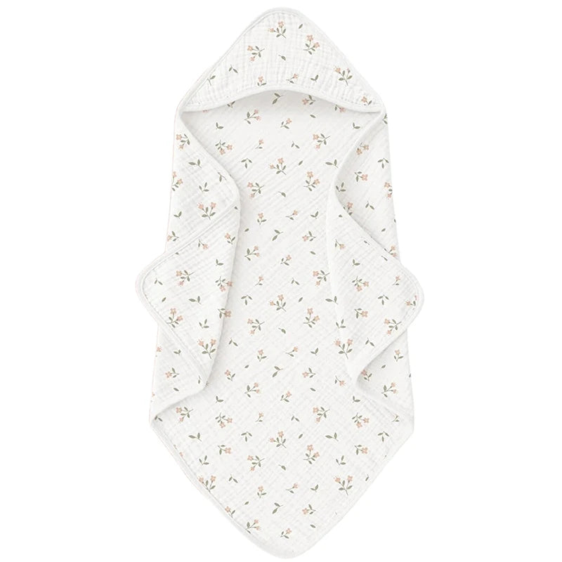 Baby Muslin Hooded Bath Towels and Washcloths Muslin Cotton Hooded Baby Towels Absorbent Blankets for Gift Newborn Infant Shower