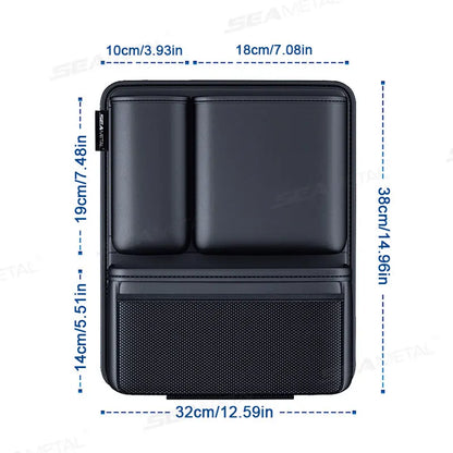 SEAMETAL Leatherette Car Trunk Organizer Large Capacity Seat Back Storage Bag with 4 Pockets Multifunction Use for Car Trunk SUV