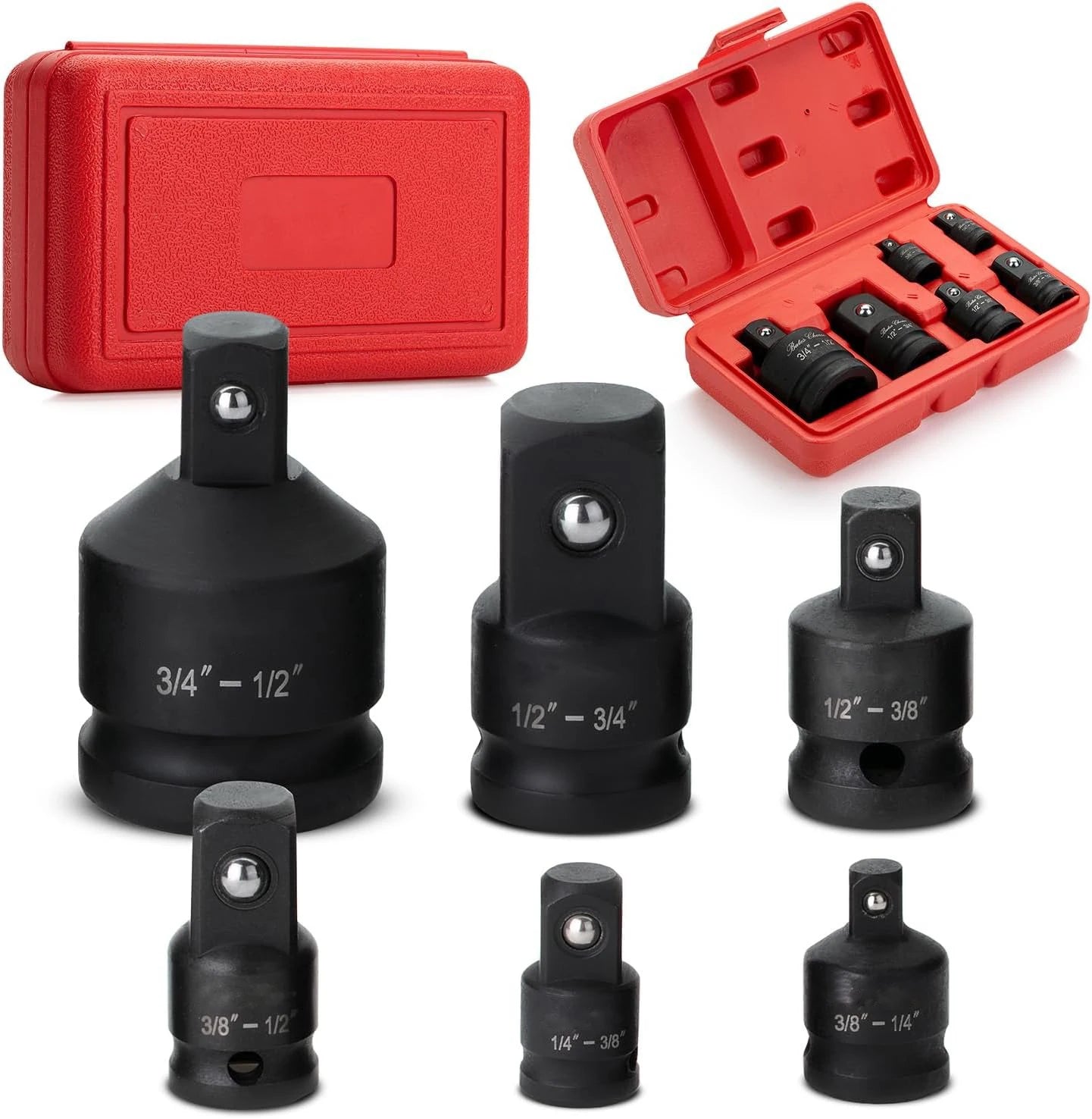 4/6/8/10 Impact Socket Wrench Adapter Set Professional 1/4 3/8 1/2 3/4 Inch Square Drive Adaptor Reducer Spanner Tool ﻿with Case