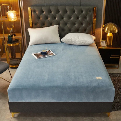 Soft Warm Thick Velvet Fitted Sheet High Quality Non Slip Mattress Cover Adjustable Protector Soft Bed Sheet with Elastic