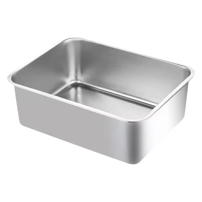 Stainless Steel Cat Litter Box - Large Metal High-Sided Pan for Cats, Pets, Non-Stick, Odor-Free, Easy to Clean, Splash-Proof