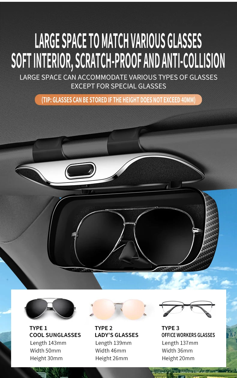 Car Glasses Box Portable Car Sunglasses Holder In The Car Driving Glasses Holder Eyeglass Case Sun Visor Car Lenses Holder