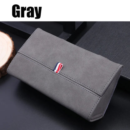 Car Sun Visor Suede Leather Sunglasses Case Microsoft Eyeglasses Hanger Car Glasses Holder Glasses Box Organizer Mount