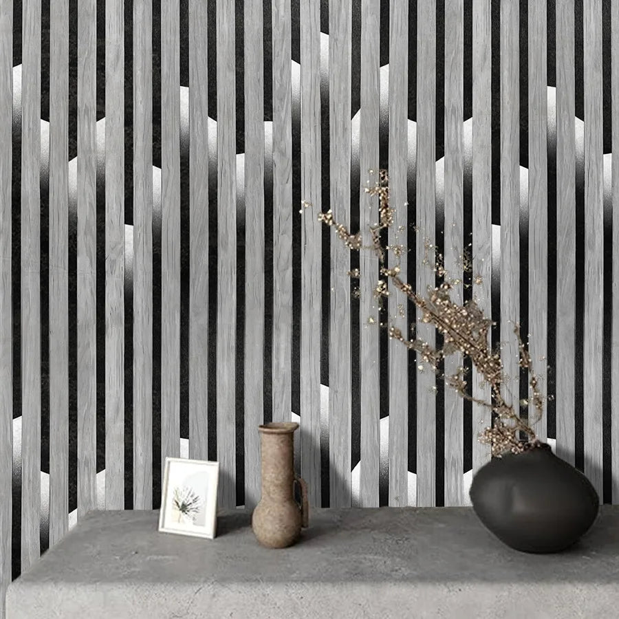 Wood Slat Wallpaper Peel and Stick Wood Grating Stripe Self-Adhesive Wallpaper Faux Wood Contact Paper Self Adhesive Home Decor