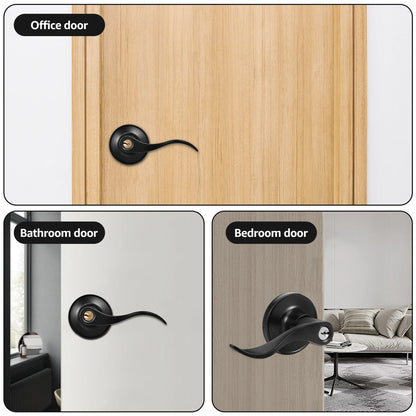 Wave Style Keyed Alike Entry Levers, Reversible Keyed Door Handles with Lock and Same Keys, Exterior Interior Entry Locks