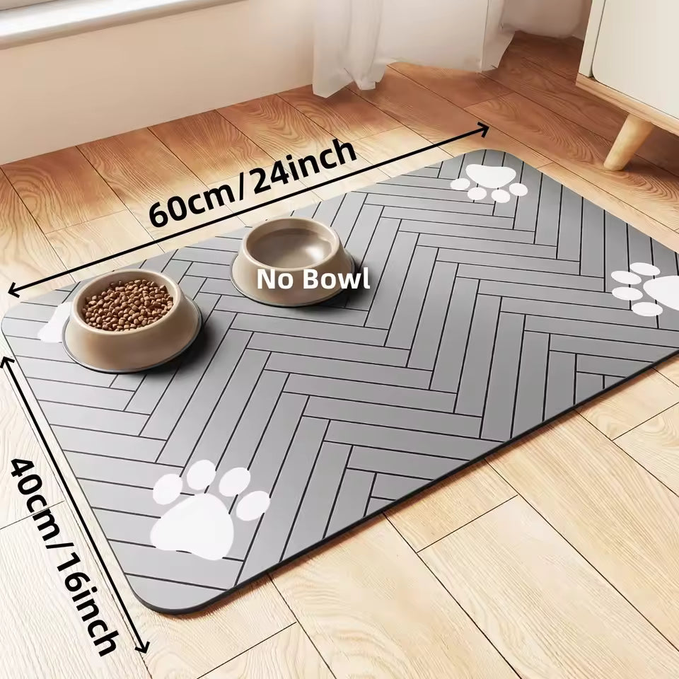 Super Absorbent Dog Food Mat ,Non-Slip Bowl Mat for Food and Water  with Waterproof Rubber Backing, Quick Dry Water Mat for Dog Cat