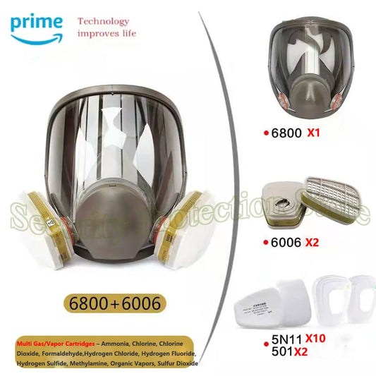 Full Face Respirator 6006 Cartridge 6800 Gas Paint Spray Mask for Multi Gas/Vapor Cartridges- Ammonia, Chlorine,Methylamine