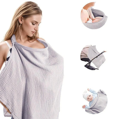 1Pc Gauze Nursing Cover, Nursing Apron, Multi-Purpose Car Seat Stroller Cover, Multi-Color Optional, Breathable 100% Nursing Cover Cloth Artifact, Outdoor Anti-Exposure Nursing Towel When Going Out. Perfect Gift for Mom.