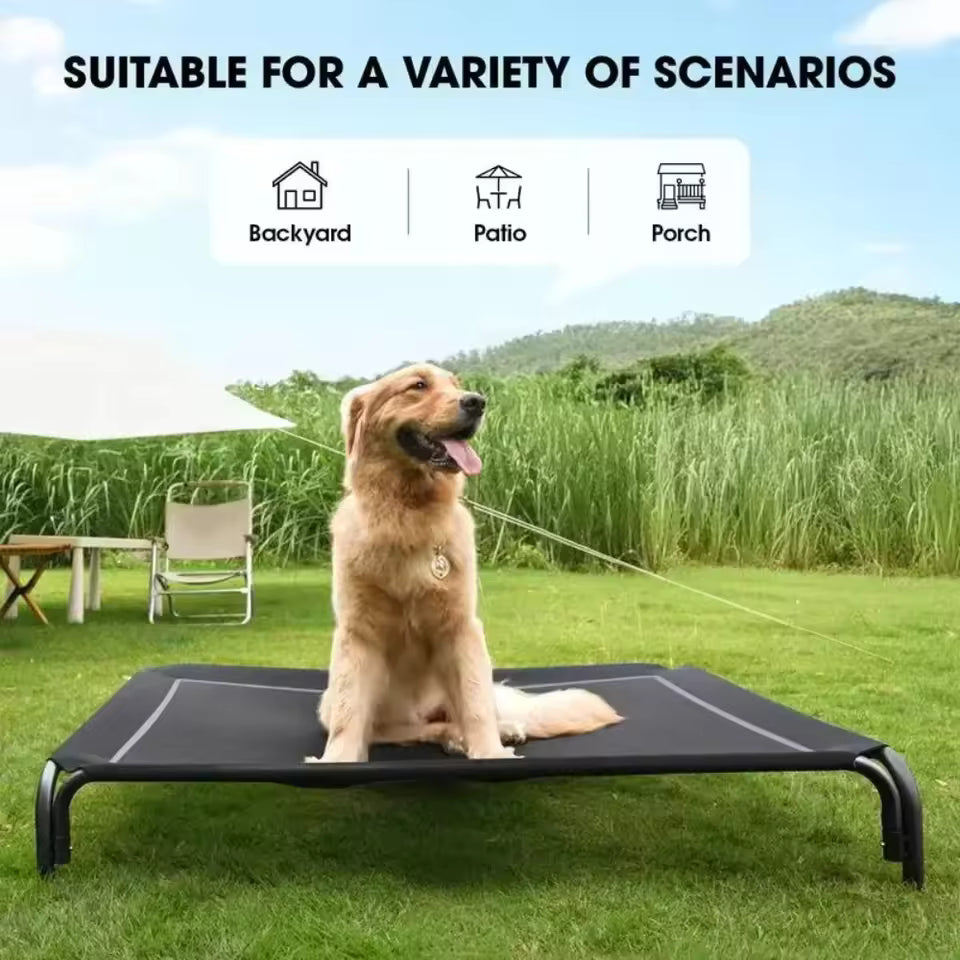 Large Dog Elevated Bed Cooling Pet Cot with Breathable Mesh Durable Frame Easy Clean Indoor Outdoor Raised Dog Bed for Home