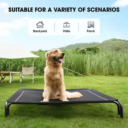 Large Dog Elevated Bed Cooling Pet Cot with Breathable Mesh Durable Frame Easy Clean Indoor Outdoor Raised Dog Bed for Home