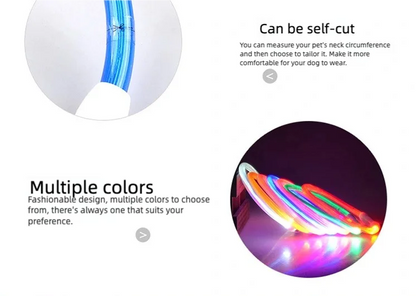 New LED Dog Collar USB Rechargeable，3 Mode Adjustable Glowing Dog Collar for Night Walking，Safe Reflective Pet Collar