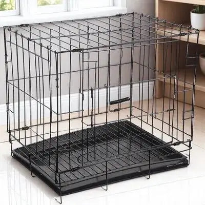 Dog Crate - Single Door Portable Puppy Dog Cage, Metal Wire Pet Kennel with Secure Lock, Leak-Proof Pan Tray, Foldable Design for Dogs Pets Indoor Training and Outdoor Travel