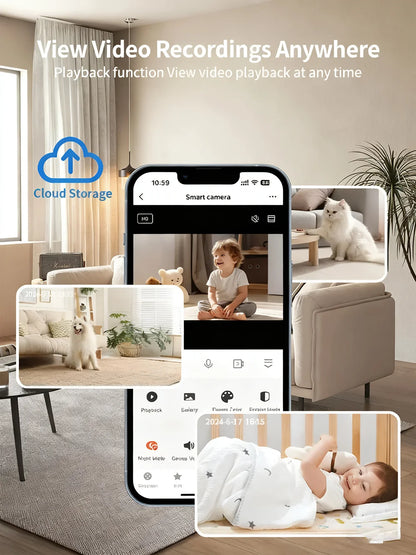 WIFI Tuya Camera Indoor 5MP Baby Monitor Two Way Talk 4X Zoom PTZ 360°  Surveillance Cameras Support Alexa Google Smart Life
