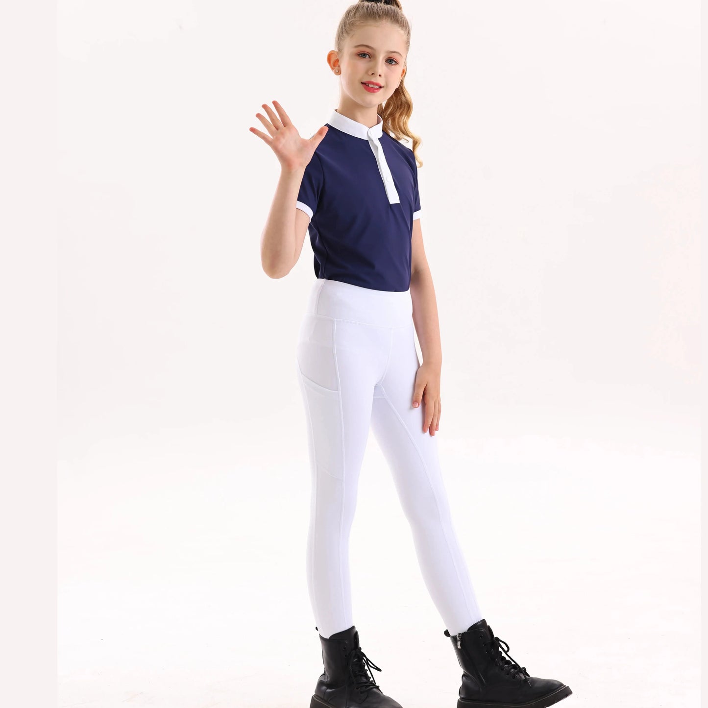 Summer children's equestrian pants high elasticity knitted children's horse riding pants full silicone