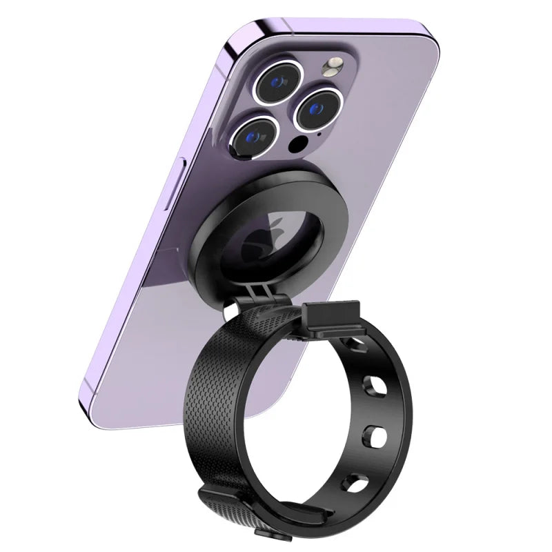 Magnetic Phone Holder for Stroller, Shopping Cart & Golf Push Cart | Handlebar Phone Mount for MagSafe | Strap with Strong Magnet for Mag Safe | Stroller Accessories for Uppababy, Nuna, Bugaboo
