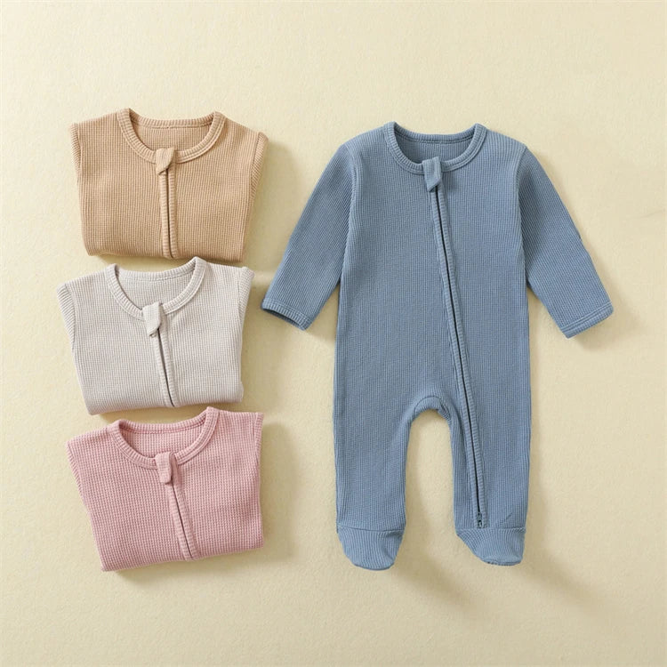 Baby Organic Cotton Pajamas Preemie Newborn One Piece Outfit Long Sleeve Footed Sleepwear