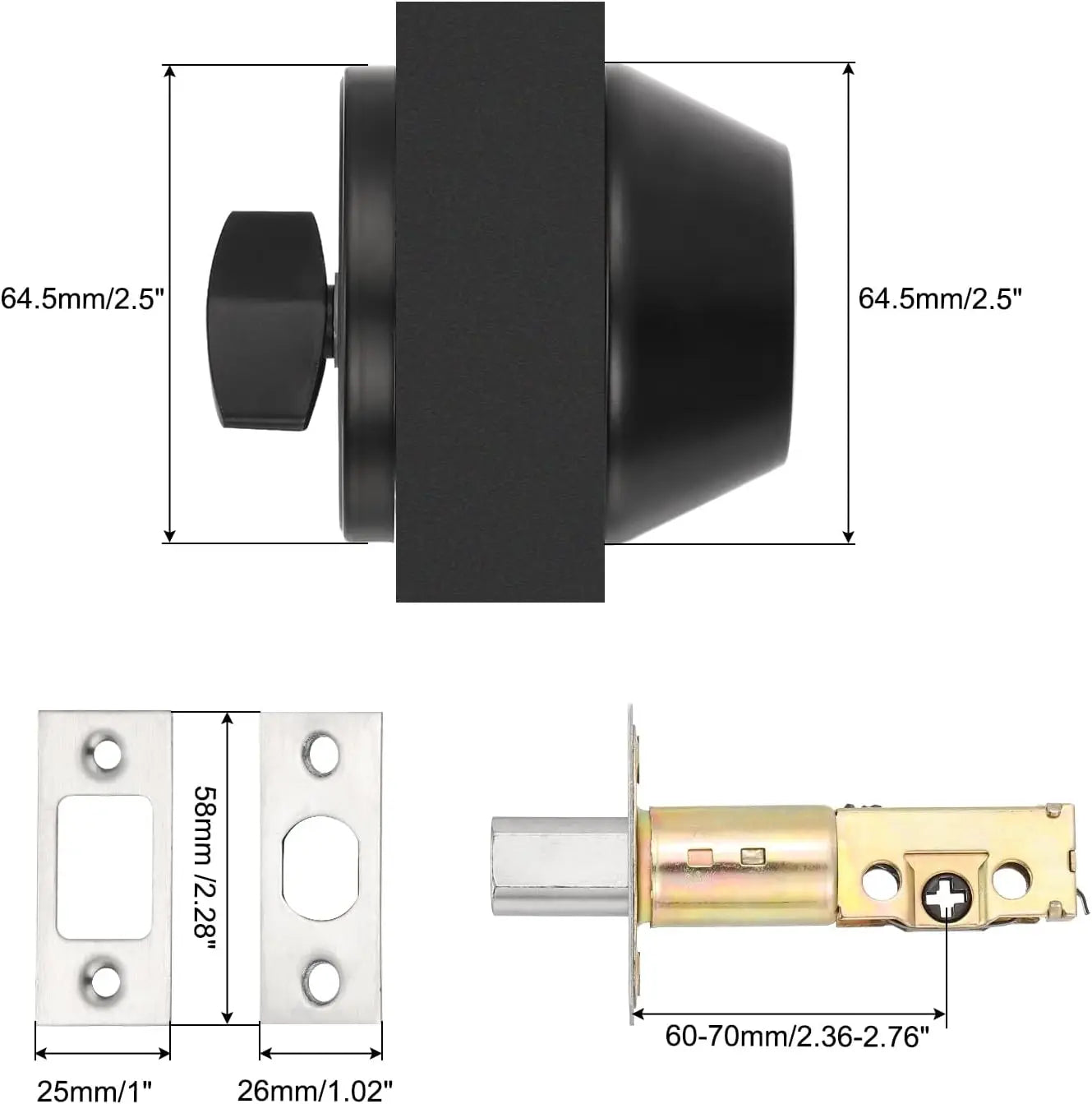 Black Copper Creek Single Cylinder Deadbolt Key Lock, Keyed Entry Door Knob Anti-Theft Exterior Door Hardware