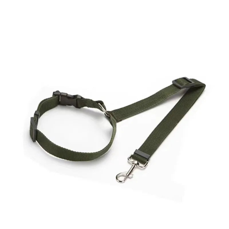 Solid Color Two-in-one Pet Car Seat Belt Nylon Lead Leash Backseat Safety Belt Adjustable Dogs Harness Collar Pet Accessories