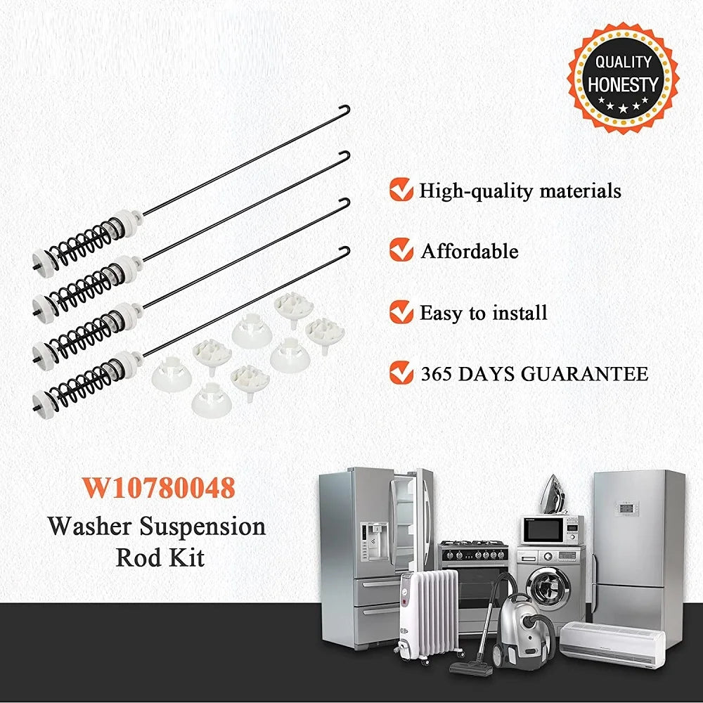 W10780048 Washer Suspension Rod Kit Compatible with Whirlpool Kenmore Maytag Amana AP5971398,WTW4800xq2,WTW4800XQ4