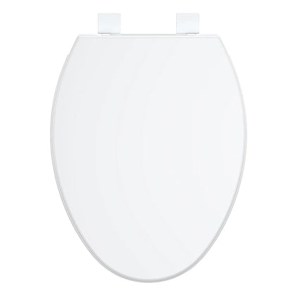 17"/19" Elongated Round White Toilet Seat, Slow Soft Close Magnets Down Lock Quick Release, Quick Top Mount Toilet Seat