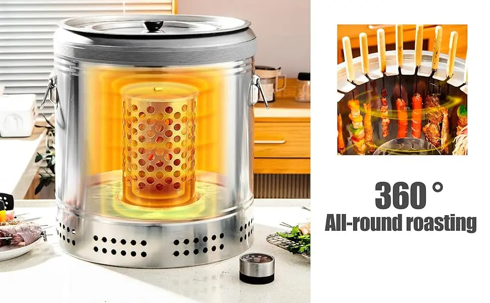 Stainless Steel Wrap-around Grill Charcoal Grill Smokeless Grill Cooking Grate Portable Camping Oven Household Barbecue Tools