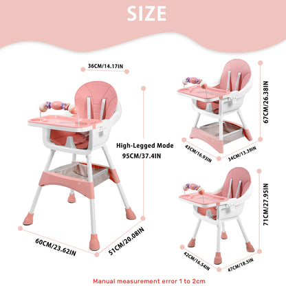 Baby High Chair, Convertible Infant Feeding Chair for Babies & Toddlers Table, Dining Booster Seat with Removable Tray