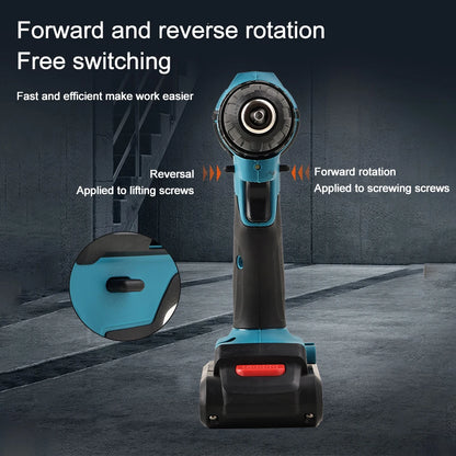 Cordless Drill: Multifunctional 21V rechargeable impact drill lithium battery cross-border flashlight gun drill electric screwdriver electric dr