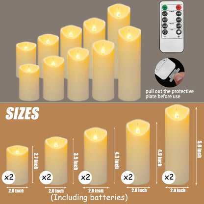 10-240pcs Battery Operated Flickering LED Pillar Candles with Remote and Timers Fake Flameless Candle for Wedding/Holiday Decor