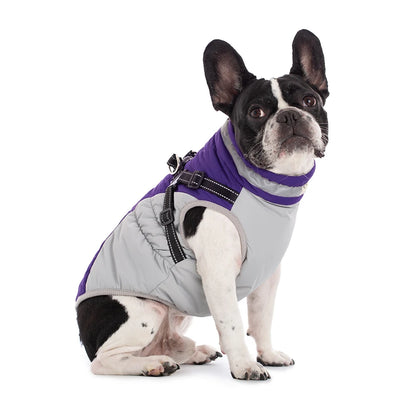 Small Dog Coat with Harness Built-in, Warm Dog Jacket with Zip, Reflective Winter Coat Pet Sweater Clothes for Small/Large Dogs