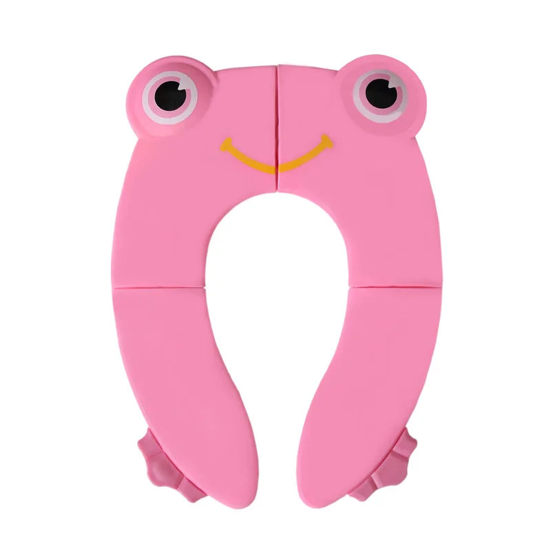 Baby Travel Folding Potty Seat, Portable Large Potty Training Pad, Non Slip Silicone Toilet Seat Cover for Kids Boys & Girls