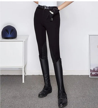Summer Breathable Horse Riding Pants Adults High Waist Stretch Slim Fit Breeches Comfy Silicone Non-slip Tights Equestrian Pants