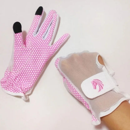 Summer Breathable Horse Riding Gloves lightweight Cozy Mesh Back Full Plam Silicone Grip Equestrian Gloves for Horseback Cycling