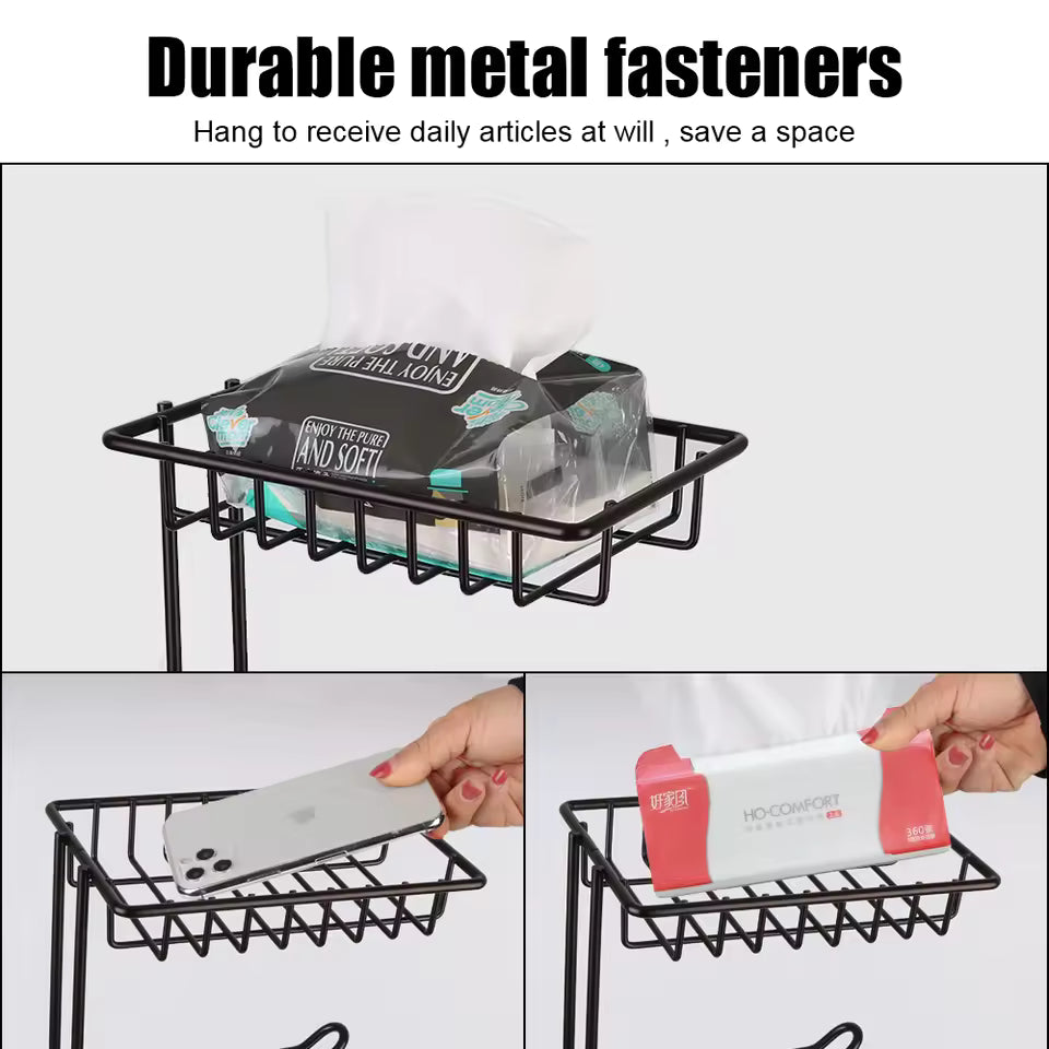 Toilet Paper Holder Upgraded Toilet Paper Stand with 4 Raised Feet Metal Free Standing Tissue Paper Roll Dispenser with Storage Shelf Sturdy Bathroom Accessories