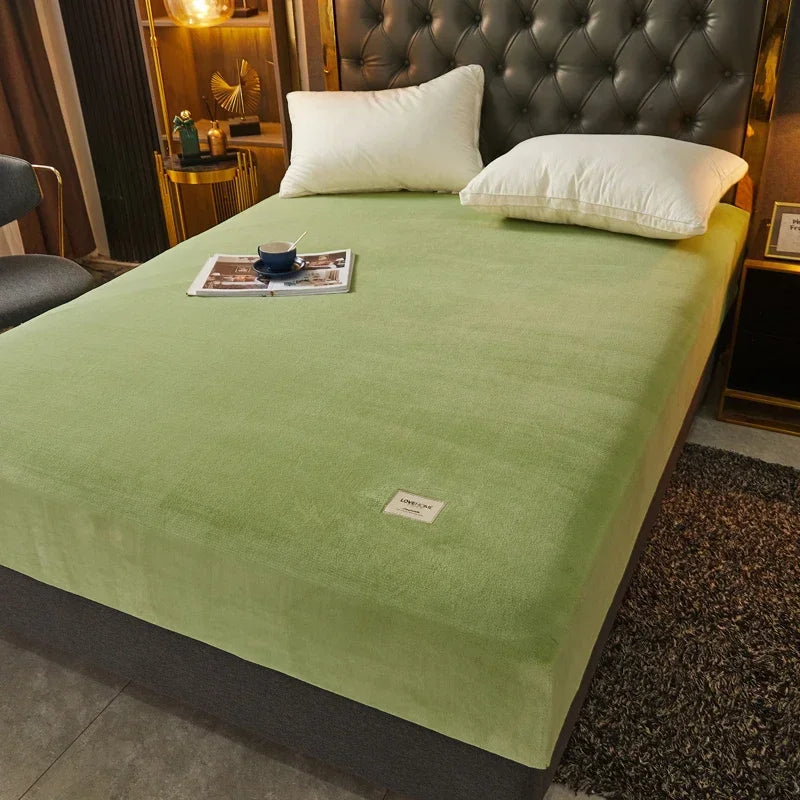Soft Warm Thick Velvet Fitted Sheet High Quality Non Slip Mattress Cover Adjustable Protector Soft Bed Sheet with Elastic