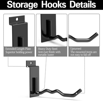 18 Pcs Garage Hooks Heavy Duty - Garage Storage and Organization Ladder Hooks with Non Slip PVC Coating for Hanging Bike，Ladder，Garden Tools，Hose