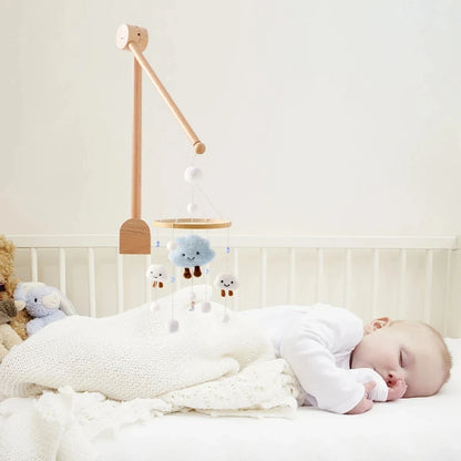 Baby Crib Mobile Rattle Toy For 0-12 Months Cartoon Felt Forest Animal Bed Bell Hanging Wooden Bracket Mobile Newbaby Rattle Toy