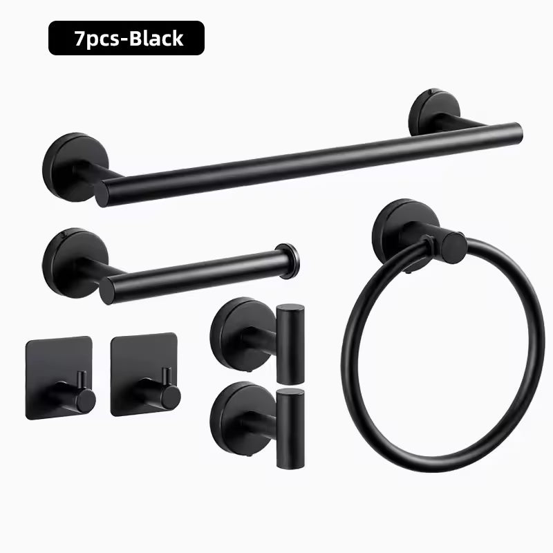 10pcs Bathroom Hardware Set, Including 16" Hand Towel Bars, Toilet Paper Holders, Towel Rings, Robe Towel Hooks