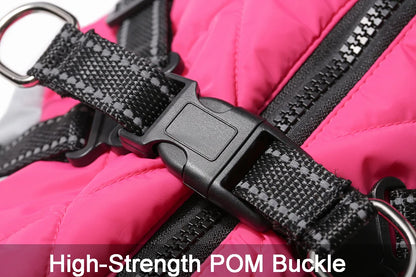 Small Dog Coat with Harness Built-in, Warm Dog Jacket with Zip, Reflective Winter Coat Pet Sweater Clothes for Small/Large Dogs
