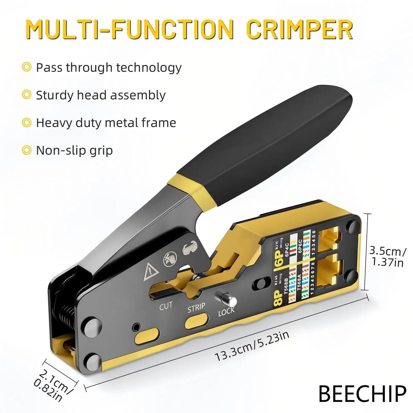 RJ45 Crimp Tool Kit All-in-One Ethernet Crimper Cat7 Cat6 Cat5 Crimping Tool with Network Cable Tester, 50-Pack Cat6 RJ45 Pass Through Connector, 50-Pack Connector Boots