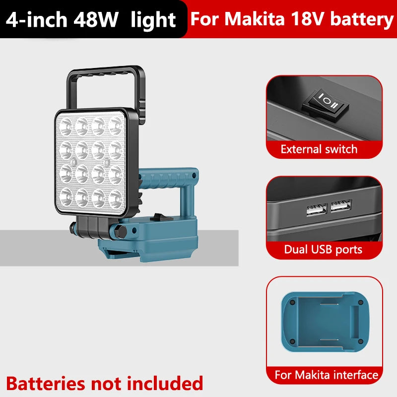 Work Light for Makita 18V Battery,Battery Light for Makita 18v Tools Portable Outdoors Flood Lighting