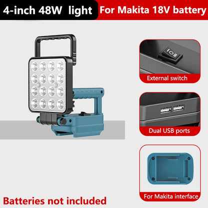 Work Light for Makita 18V Battery,Battery Light for Makita 18v Tools Portable Outdoors Flood Lighting