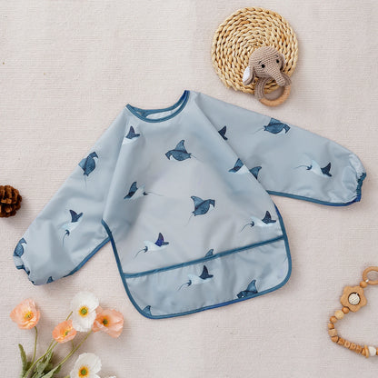 1 Pc Waterproof Baby Bibs Cute Infant Eating Child Drawing Long Sleeve Apron Self Feeding Baby 0-3 Year