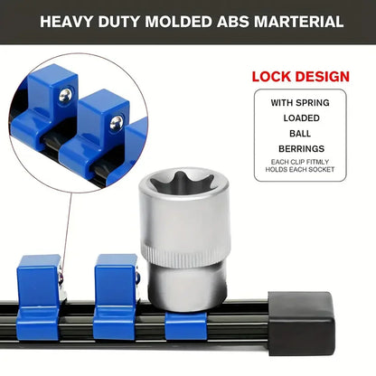 360° Swivel ABS Socket Organizer 1/4Inch 3/8Inch 1/2Inch Premium Quality Socket Clip Rail Holder socket organizer tools Blue&Red