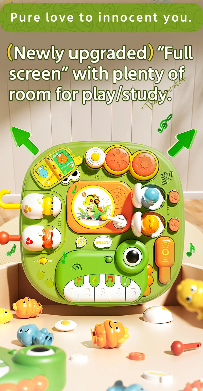 Montessori Educational Activity Table Toy for Babies, Sensory Learning with Lights Music Sound, Early Development Toys for Kids