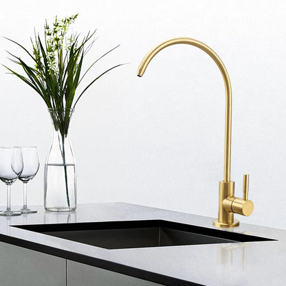 Water Filter Faucet Drinking Water Beverage Faucet 1/4"Kitchen Faucet Water Purifier Tap Drinking Tap Single Cold Water Sink Faucet Stainless Steel Filter Clean Water Faucet